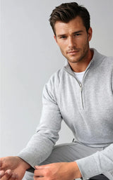 Men’s Egyptian Cotton Quarter Zip Knit Jumper - Grey