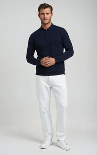 Men’s Mercerised Cotton Long-Sleeve Jersey Polo