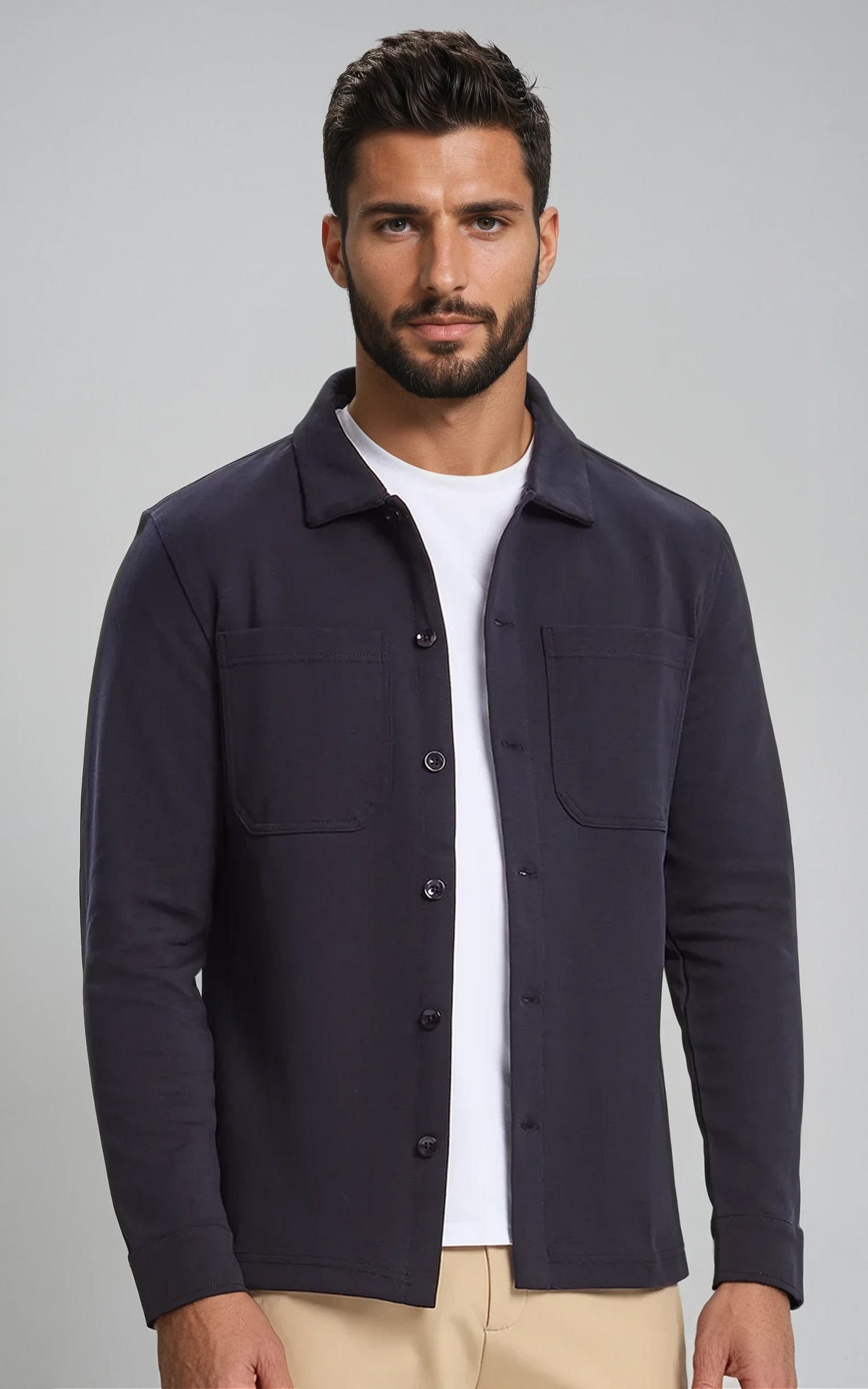 Men’s Stretch Cotton Athletic Overshirt - Black