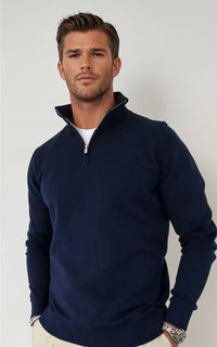 Men’s Egyptian Cotton Quarter Zip Knit Jumper - Grey