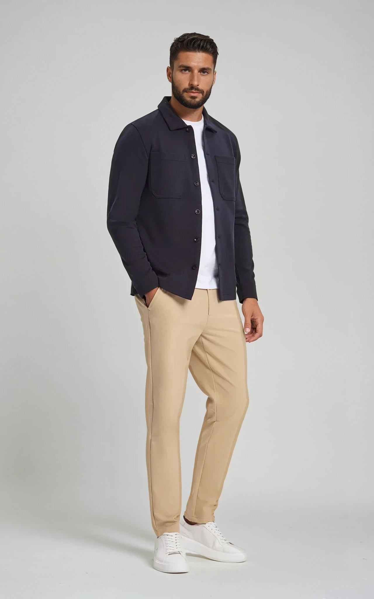 Men’s Stretch Cotton Athletic Overshirt - Black