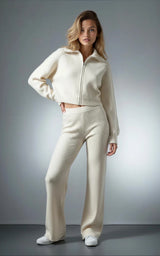 Ribbed Knit Wide Leg Joggers