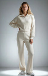 Ribbed Knit Wide Leg Joggers