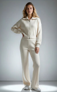 Ribbed Knit Wide Leg Joggers