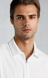 Men’s Performance Textured Zip-Neck Polo -  Black