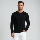 Men’s Long Sleeve Henley Top - White