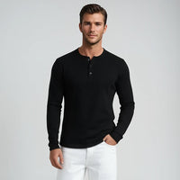 Men’s Long Sleeve Henley Top - White