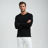 Men’s Long Sleeve Henley Top - White