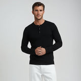 Men’s Long Sleeve Henley Top - White
