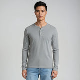 Men’s Long Sleeve Henley Top - White