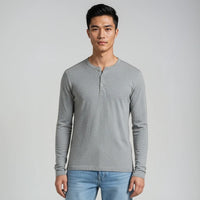 Men’s Long Sleeve Henley Top - White