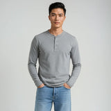 Men’s Long Sleeve Henley Top - White