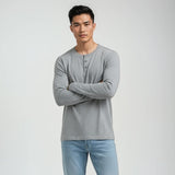 Men’s Long Sleeve Henley Top - White