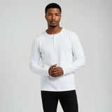 Men’s Long Sleeve Henley Top - White