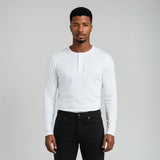 Men’s Long Sleeve Henley Top - White