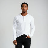 Men’s Long Sleeve Henley Top - White
